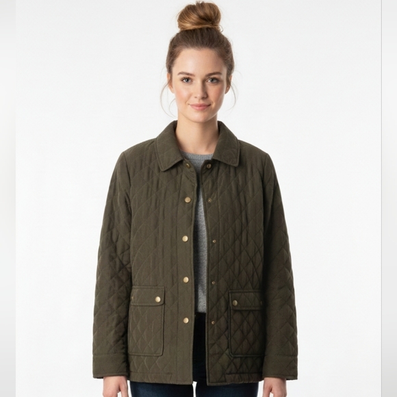 Colebrook Jackets & Blazers - Colebrook Women's Quilted Jacket - Olive Green Medium